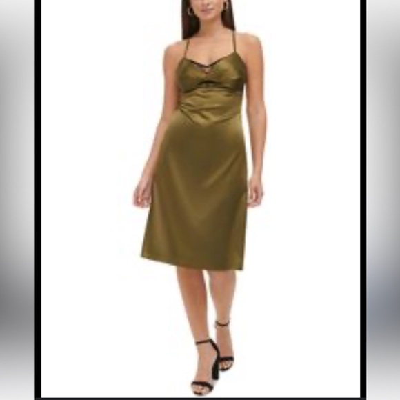 Guess Dresses & Skirts - NWT Guess Lined Date Night Slip Dress in‎ Olive & Black, Women’s Size 4